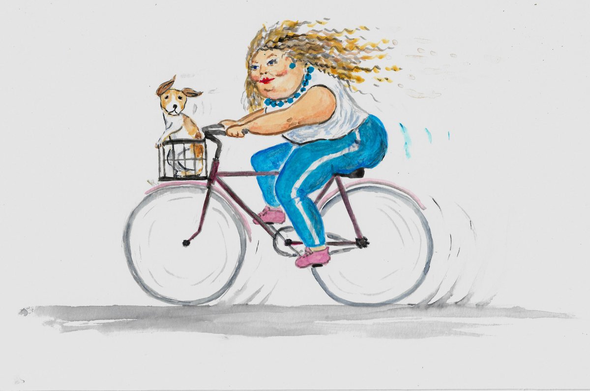 Bicycle and doggy and me by MARJANSART