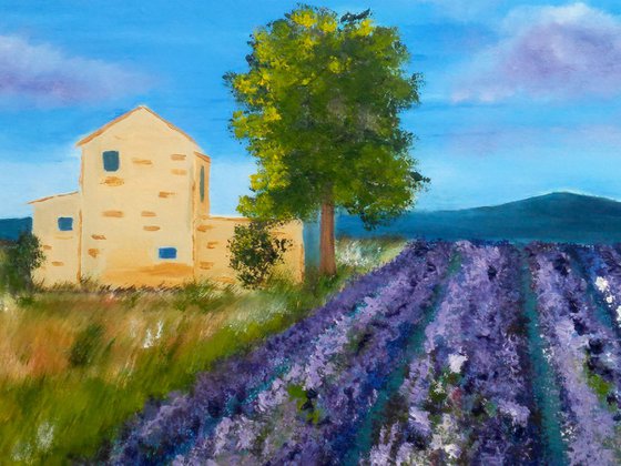 " Lavender sky " 40*30 cm\17*12"\lavender landscape\provence landscape\lavender field