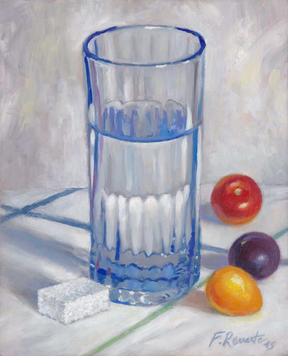 Glass of Water, Cherry Tomatoes and Sugar by Frederic Reverte