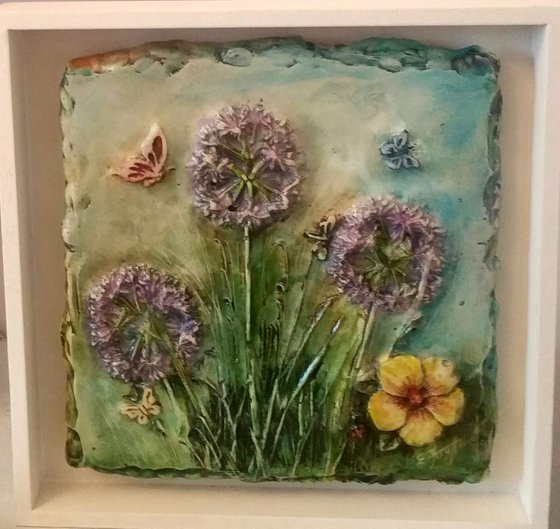 "Springtime I"  "Framed 25x25x3cm.Unique work