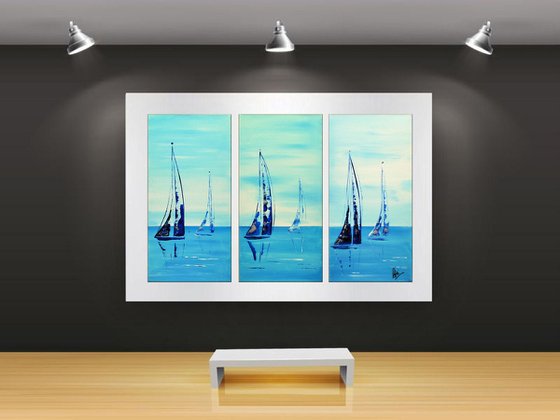 Blue Summer - Seascape - Acrylic Painting - Canvas Art- Blue Wall Art