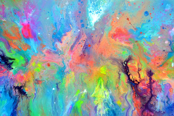 FREE SHIPPING - Gaia's Energy - 150x60 cm - Large Abstract Painting, Supersized Painting