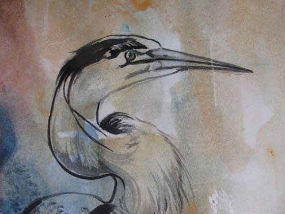 great blue heron drawing