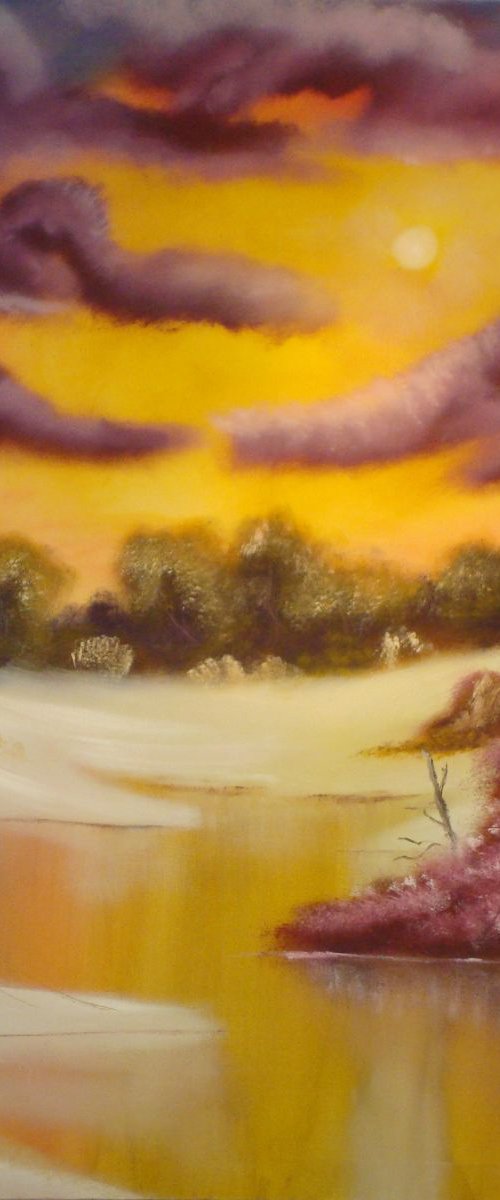 Snow in Crimson (Oil on Canvas 30x40 inch) by Jack Bagley