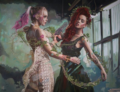 Harley Quinn Vs Poison Ivy by Janusz  Orzechowski