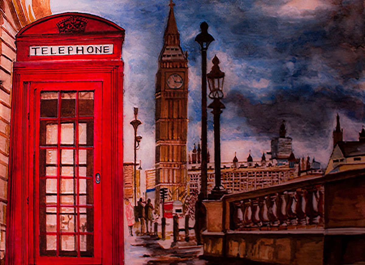 RAINING LONDON | Original Watercolor | 2017 by Kashika