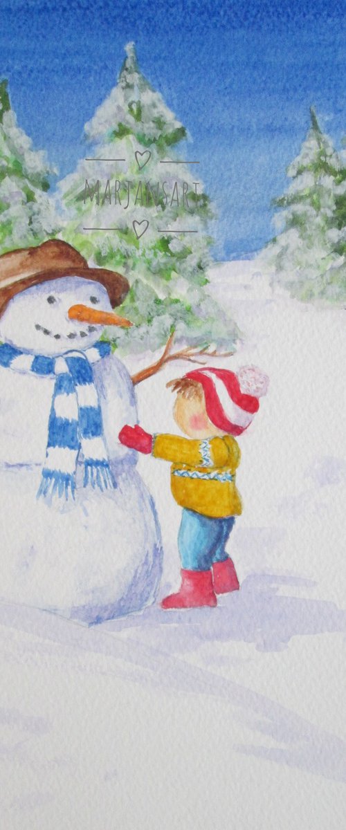 Snowman and me by MARJANSART