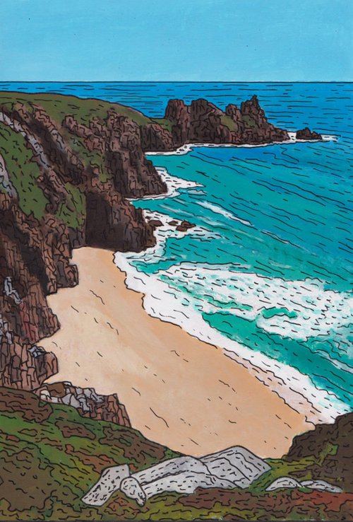 View towards the Logan Rock, Porthcurno by Tim Treagust