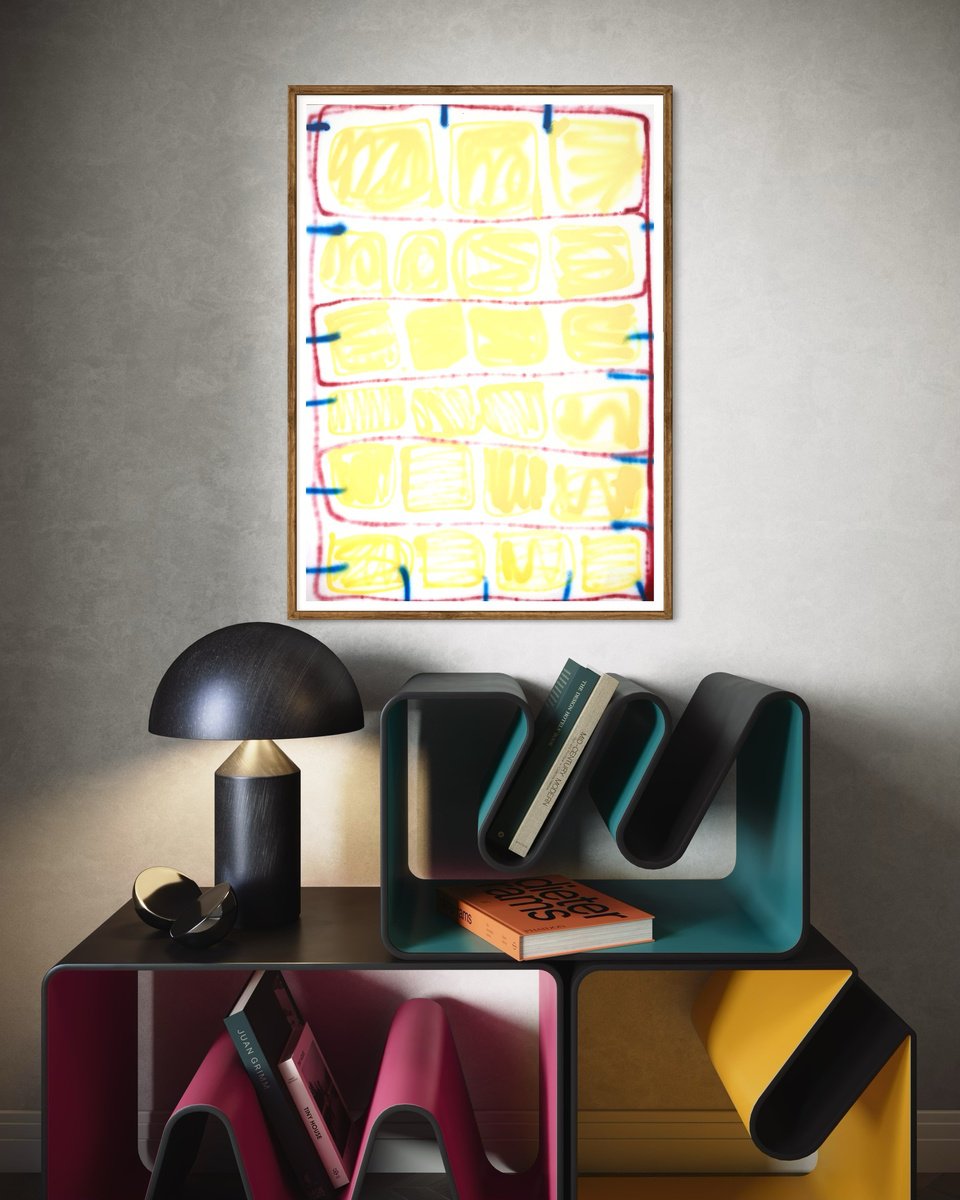 Abstract Painting By Evgenia Makarova, 28 X 39, Abstract Composition N175, Original Artwork