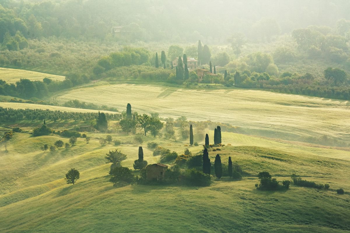 Photorealistic Landscape Photograph By Peter Zelei, 39 X 28", Good Morning Tuscany, Original Artwork