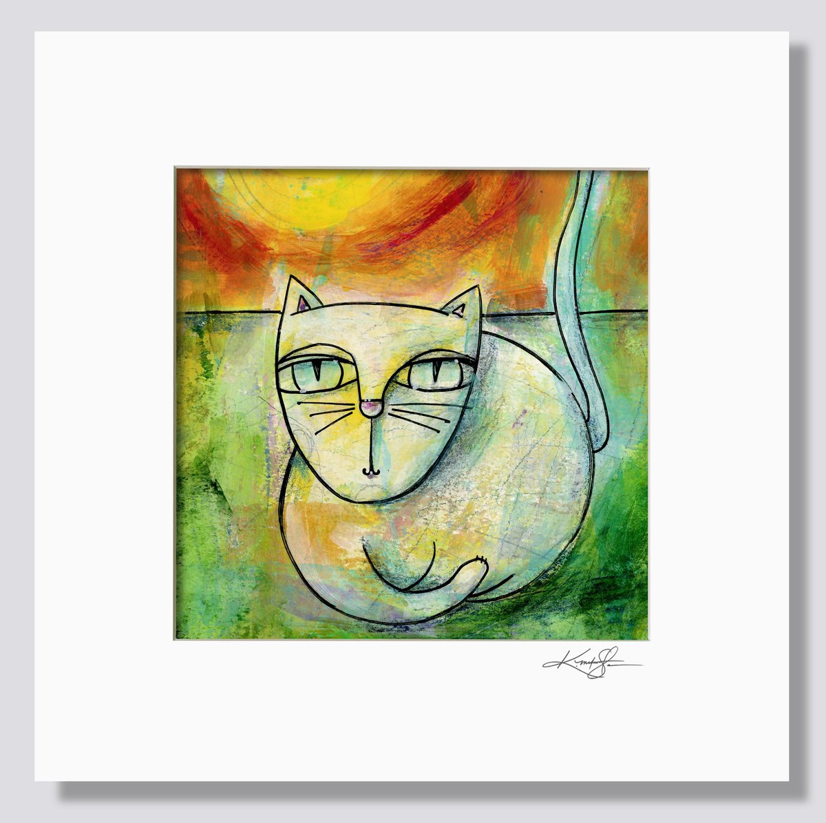 Expressive Animal Painting By Kathy Morton Stanion, 12 X 12", Cat 5, Original Artwork