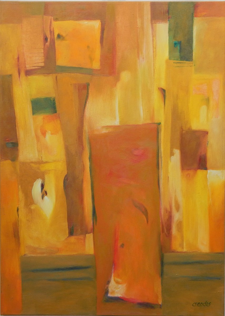 Expressive Abstract Oil Painting By Csaba Csendes, 20 X 28, Outside Or Inside, Original Artwork