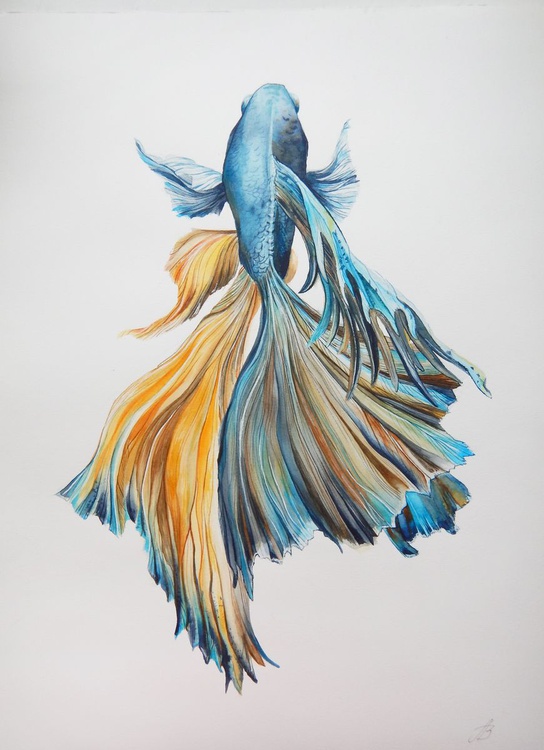 Fish In A Dress Watercolour By Alla Vlaskina Artfinder