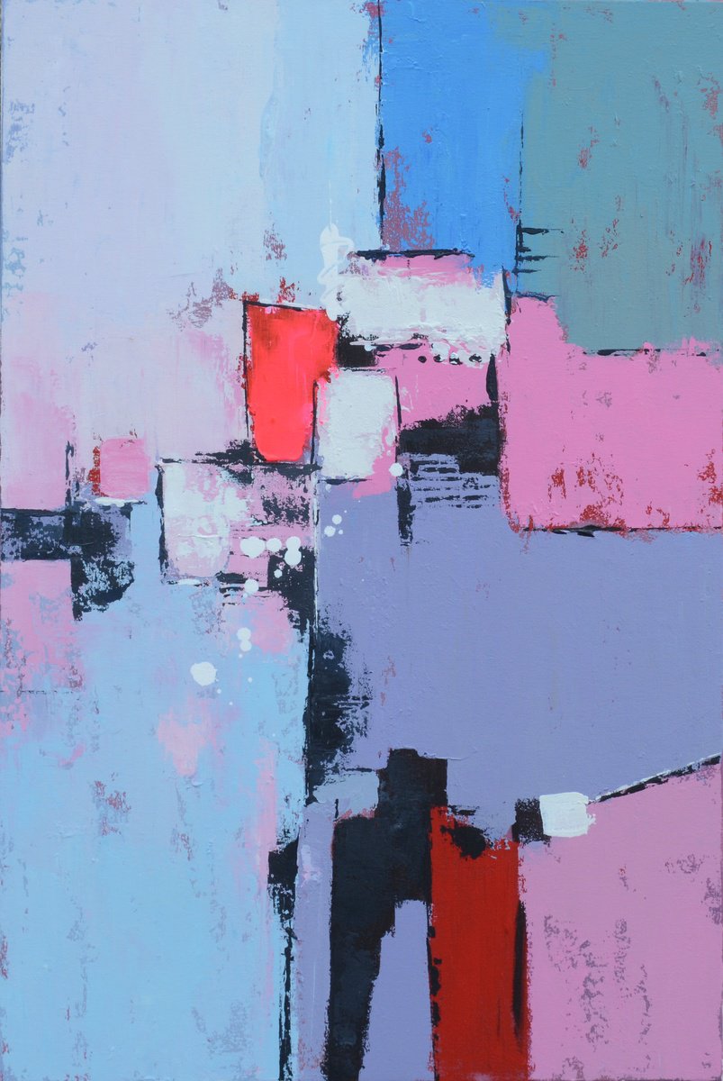 Abstract Acrylic Painting By Jianzhe Chon, 24 X 35, Abstract 038, Original Artwork