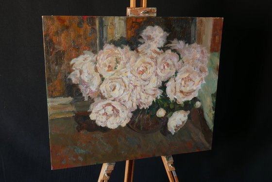 Peonies Near The Night Window
