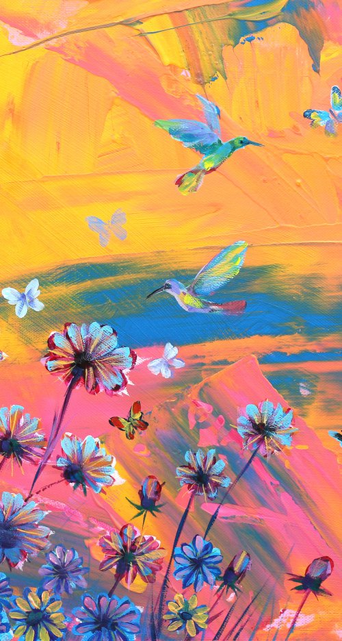 Hummingbirds and butterflies by Trayko Popov