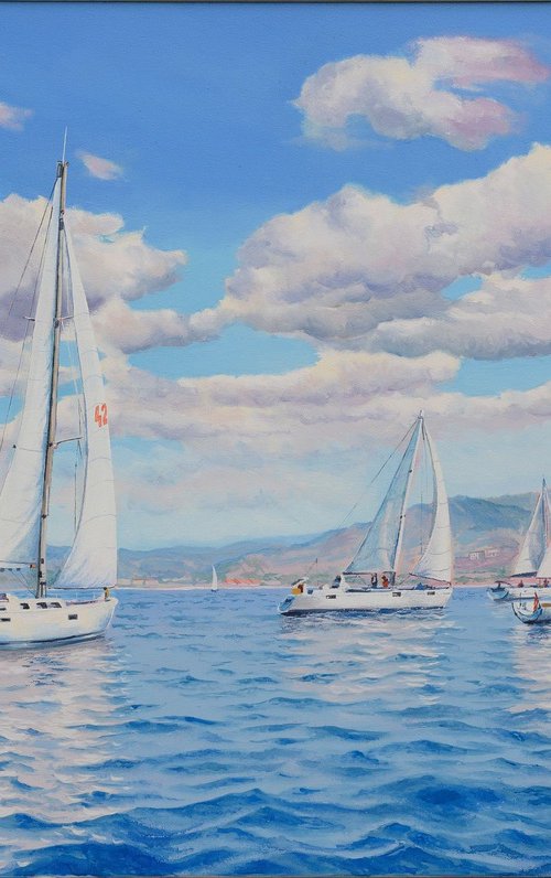 Seascape with Sailboats 30 by Garry Arzumanyan