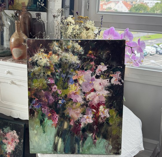 Pink evening. Abstract Flowers