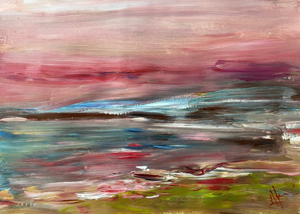 Impressionistic Landscape Acrylic Painting By Altin Furxhi, 13 X 9, Abstract Painting..., Original Artwork