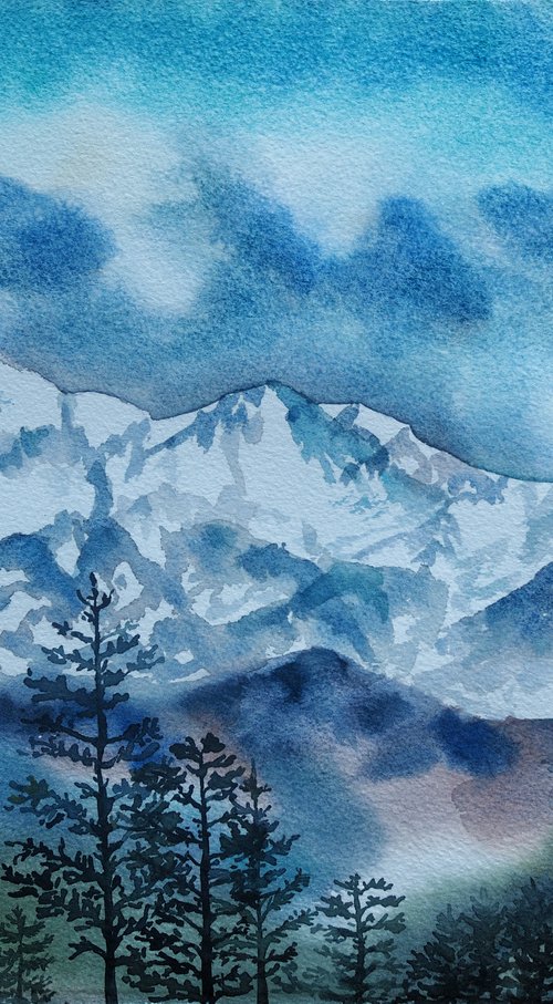 Snowy mountains by Delnara El