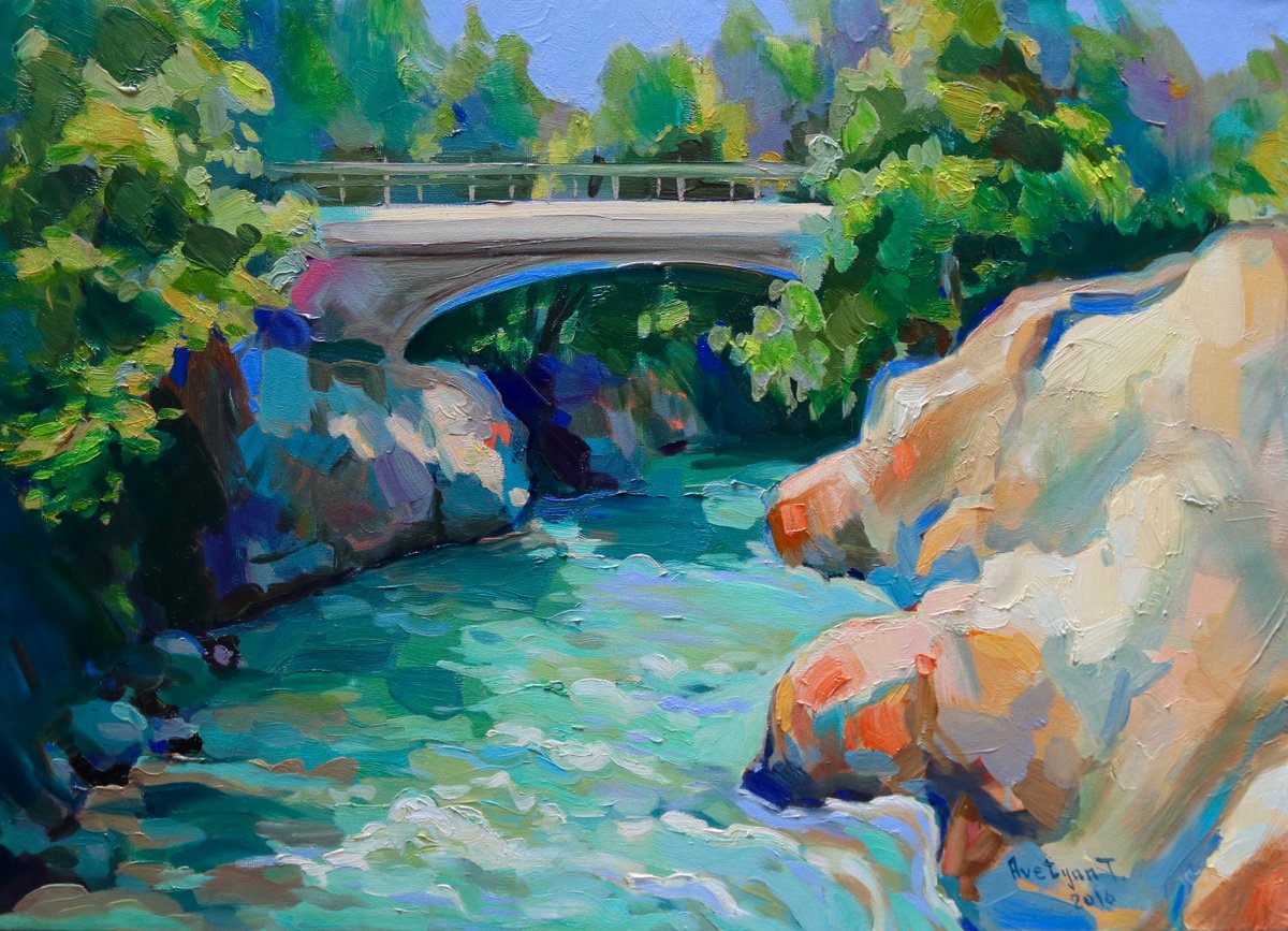 Impressionistic Landscape Oil Painting By Tigran Avetyan, 28 X 20", Landscape, Original Artwork