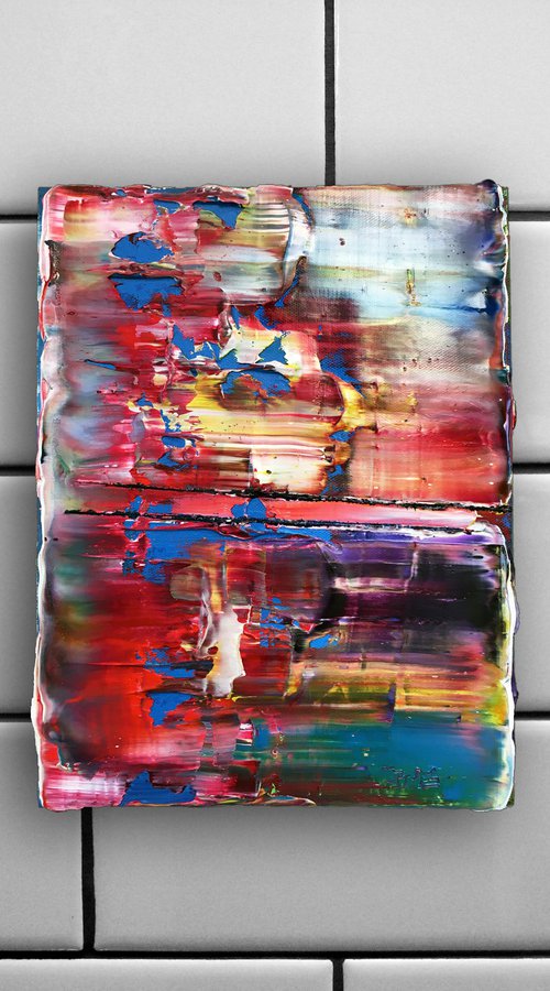 "Polarized" - Original Small Textured PMS Abstract Oil Painting On Canvas - 9" x 12" by Preston M. Smith (PMS)
