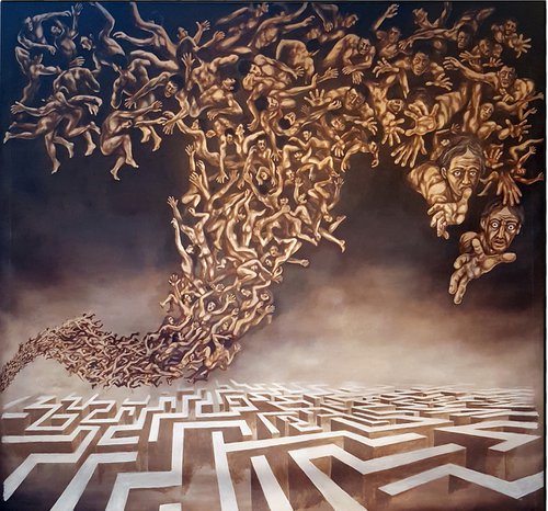 THE GATES OF HEAVEN - EXTRA LARGE SURREALISTIC PAINTING by Nicolas GOIA