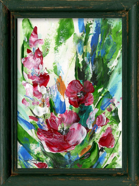Cottage Flowers 8 - Framed Floral Painting by Kathy Morton Stanion