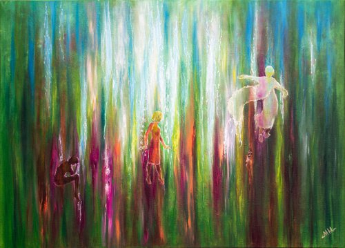 Conceptual big size oil painting LET'S FLY by Mila Moroko