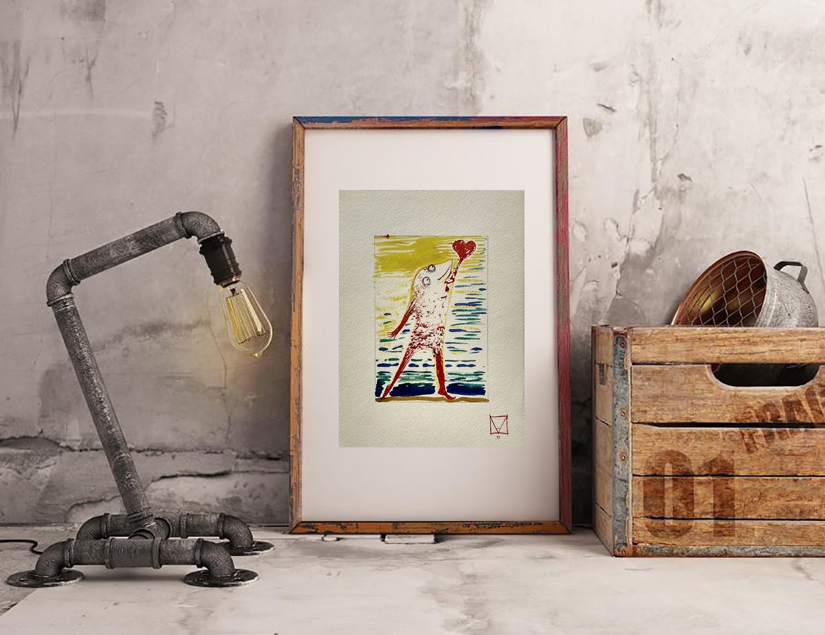 Surrealistic Animal Drawing By Marya, 5 X 7", "Summer 17", Original Artwork