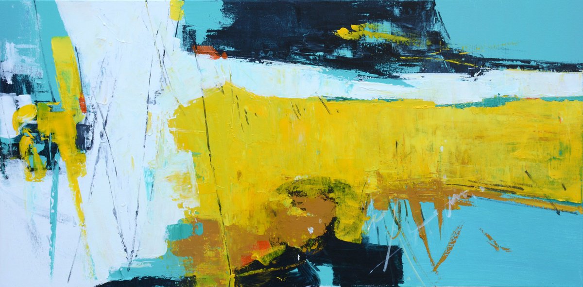 Abstract Acrylic Painting By Jianzhe Chon, 47 X 24, Abstract 041, Original Artwork