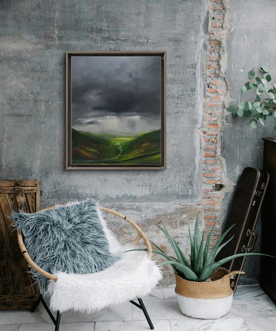 Illuminated Valley, Original oil painting