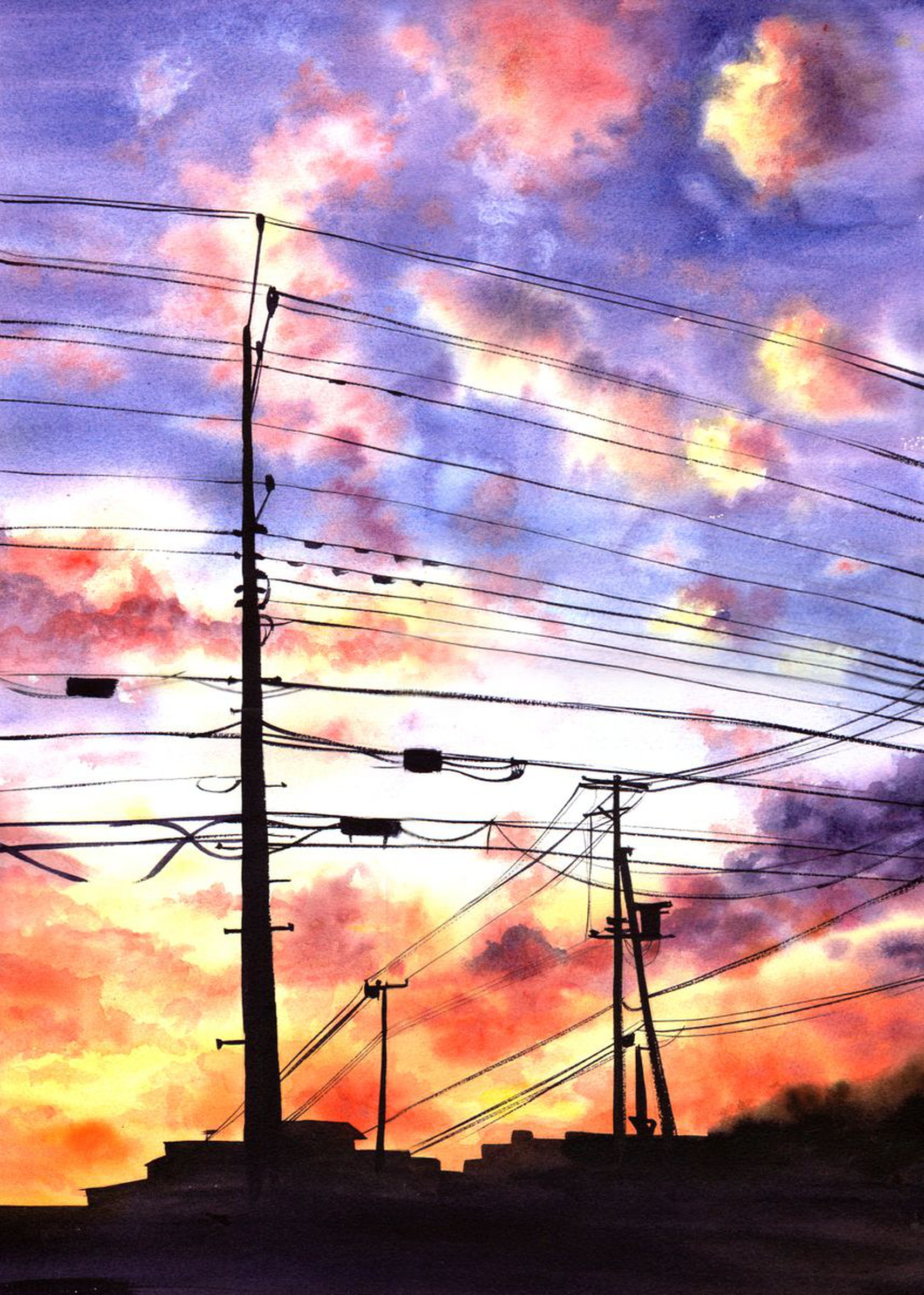 Power Lines Sunset Clouds Urbanscape Cit Artfinder