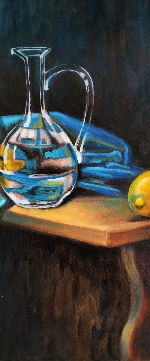 Glass Decanter and Lemons by Olena Kucher