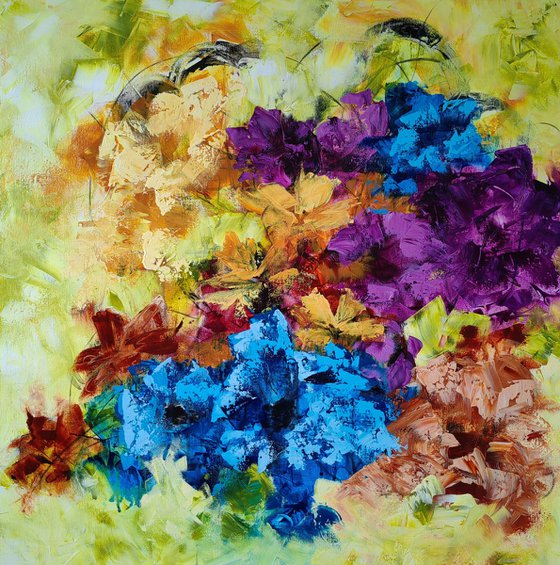 "Euphoria III" from "Colours of Summer" collection, abstract flower painting
