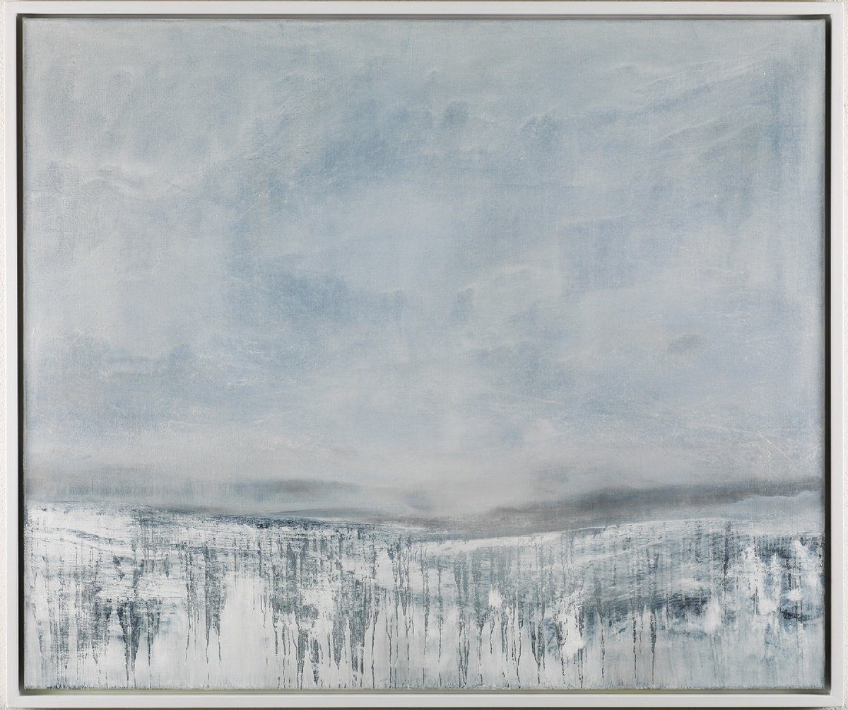 Abstract Landscape Oil Painting By Victoria Curling-Eriksson, 49 X 41", Snow Falling, Original Artwork