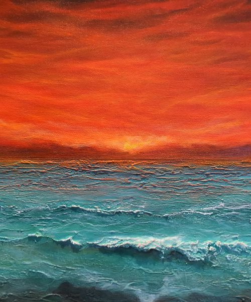 Seascape painting “Tuscan Skies” by Tamara Bettencourt