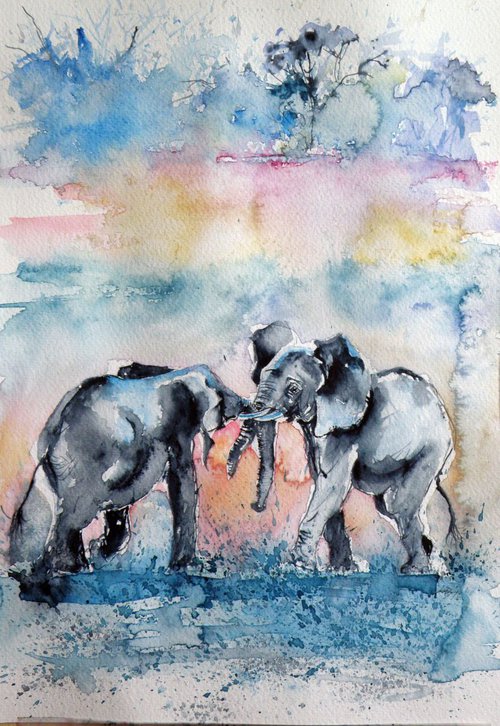 Elephant meeting by Kovács Anna Brigitta