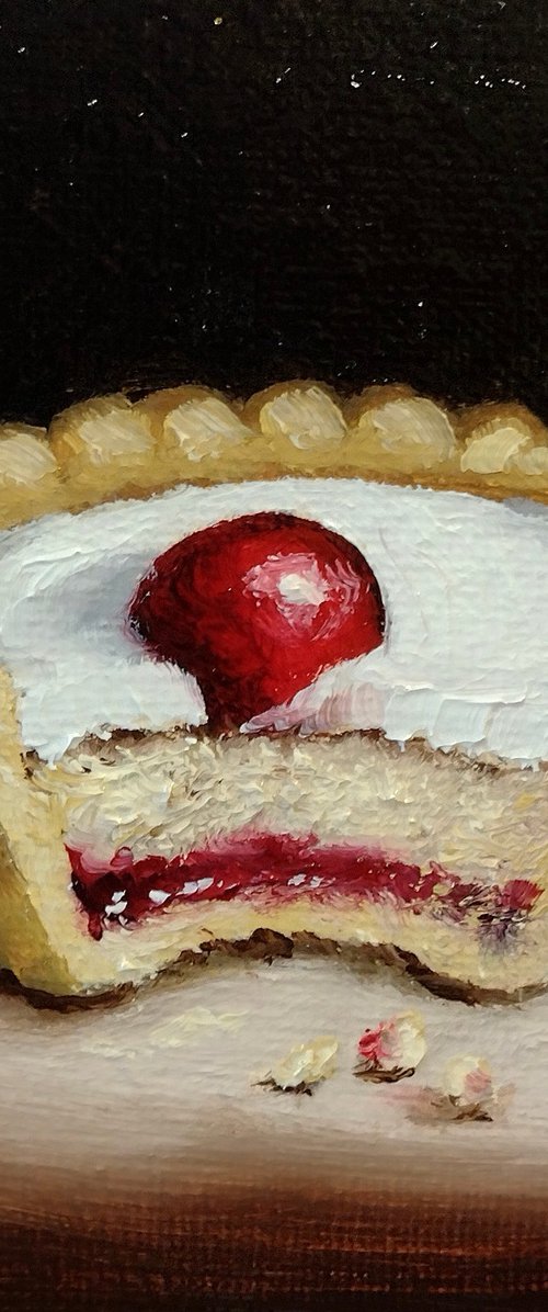 Little Cherry Bakewell tart 2 still life by Jane Palmer Art