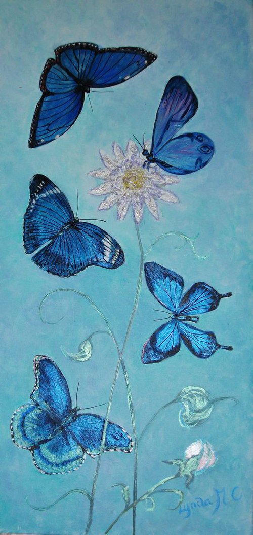 BLUE BUTTERFLIES by Lynda Cockshott