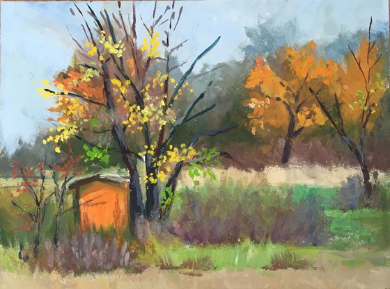 Original Landscape Painting - Autumn from my window