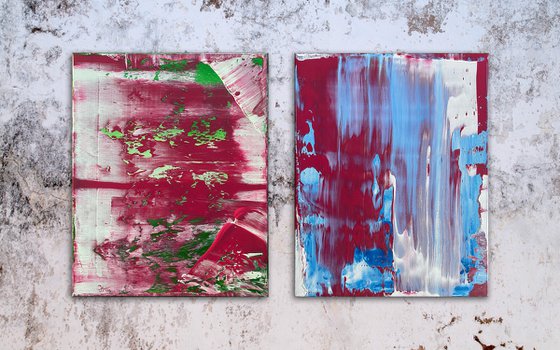 "They All Said It Wouldn't Work" - FREE USA SHIPPING - Original Large PMS Abstract Diptych Acrylic Paintings On Canvas - 32" x 20"