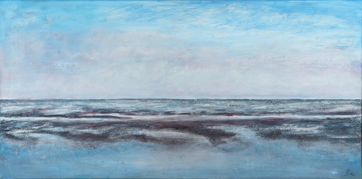 Impressionistic Landscape Painting By Peter Stahr, 41 X 21", Open Mind, Original Artwork