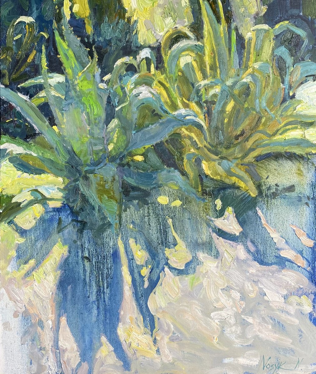 Impressionistic Botanical Oil Painting By Nataliia Nosyk, 22 X 26", Rome Botanical Garden, Original Artwork