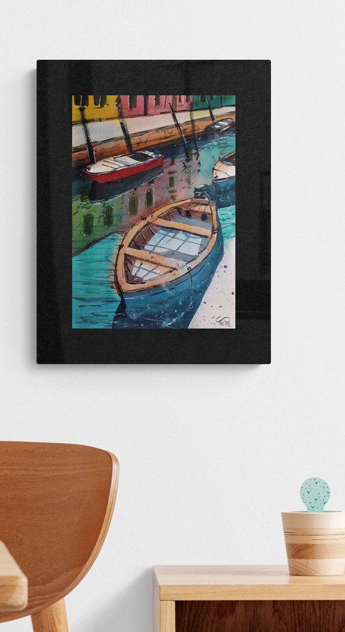 Boats in Burano (large version) by Tollo Pozzi