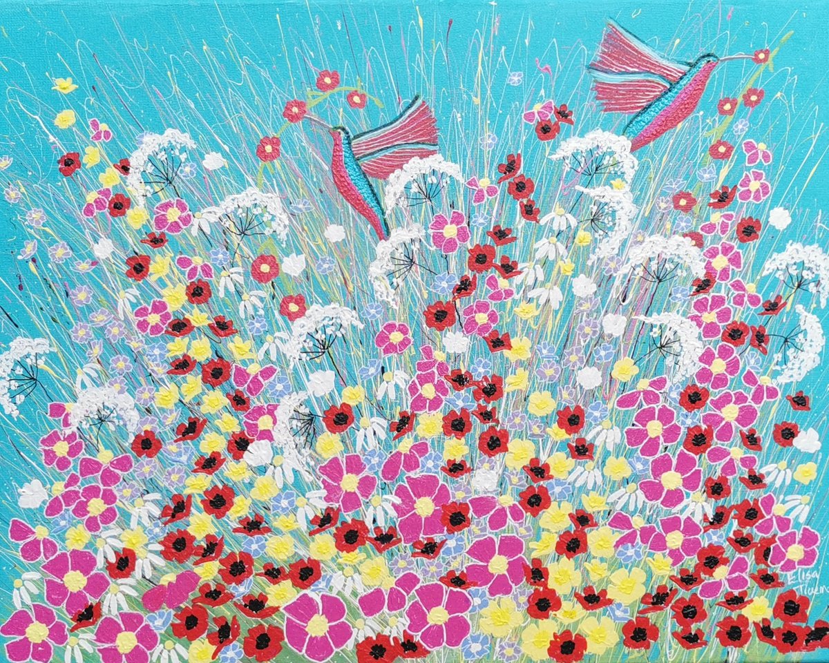 Abstract Botanical Acrylic Painting By Elisa Trueman, 20 X 16, Forever Together, Original Artwork