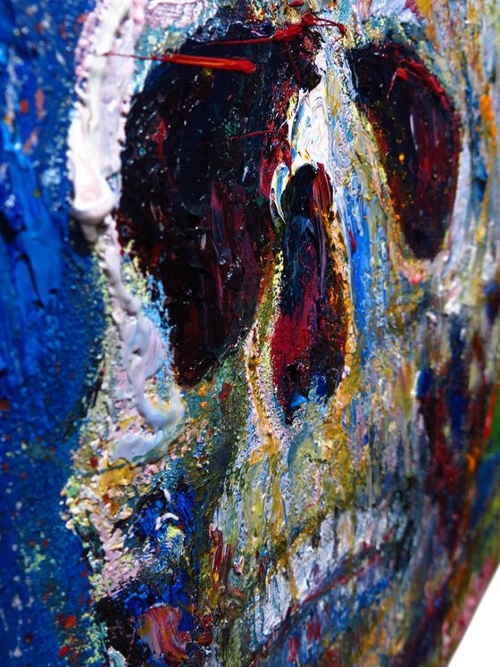 Original Oil Painting Skull Expressionism