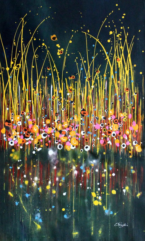 "Technicolor Dream" #25- Large original abstract floral painting by Cecilia Frigati