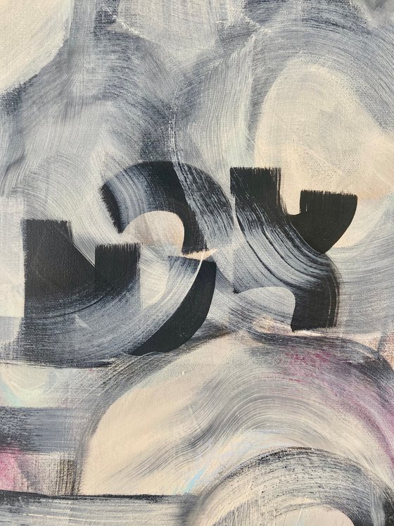 YES- large scale abstract pastel black and white graffity