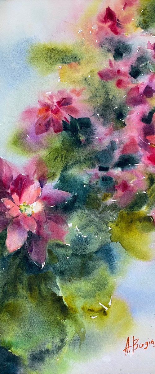 Kalanchoe - floral watercolor by Anna Boginskaia